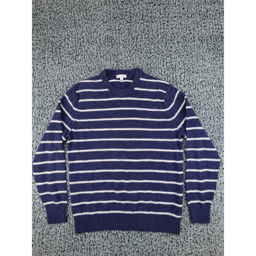 Gap Sweater Mens Medium‎ Navy Blue Striped Slub Crewneck 982151-00